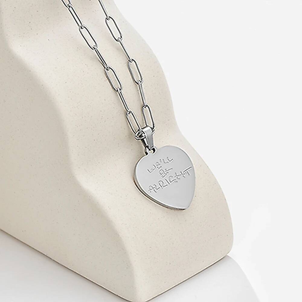 Medsor We Will Be Alright Heart Necklace Stainless Steel Pendant Exquisite Jewelry Accessories Gift for Fans Women Men