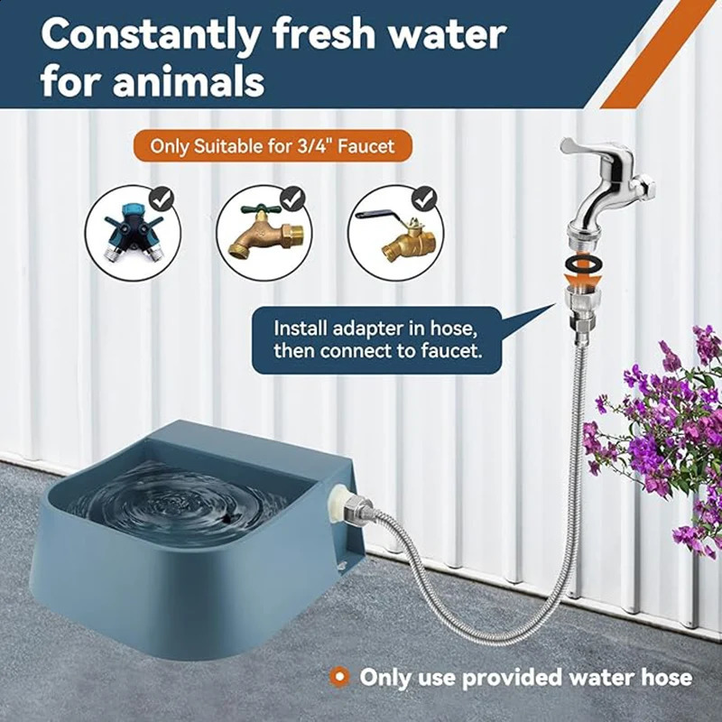 Dog Automatic Water Bowl Dispenser with 1.5m Water Hose 2L Outdoor Auto Fill Pet Water Dispenser for Animal Cat Chickens Rabbits 250805