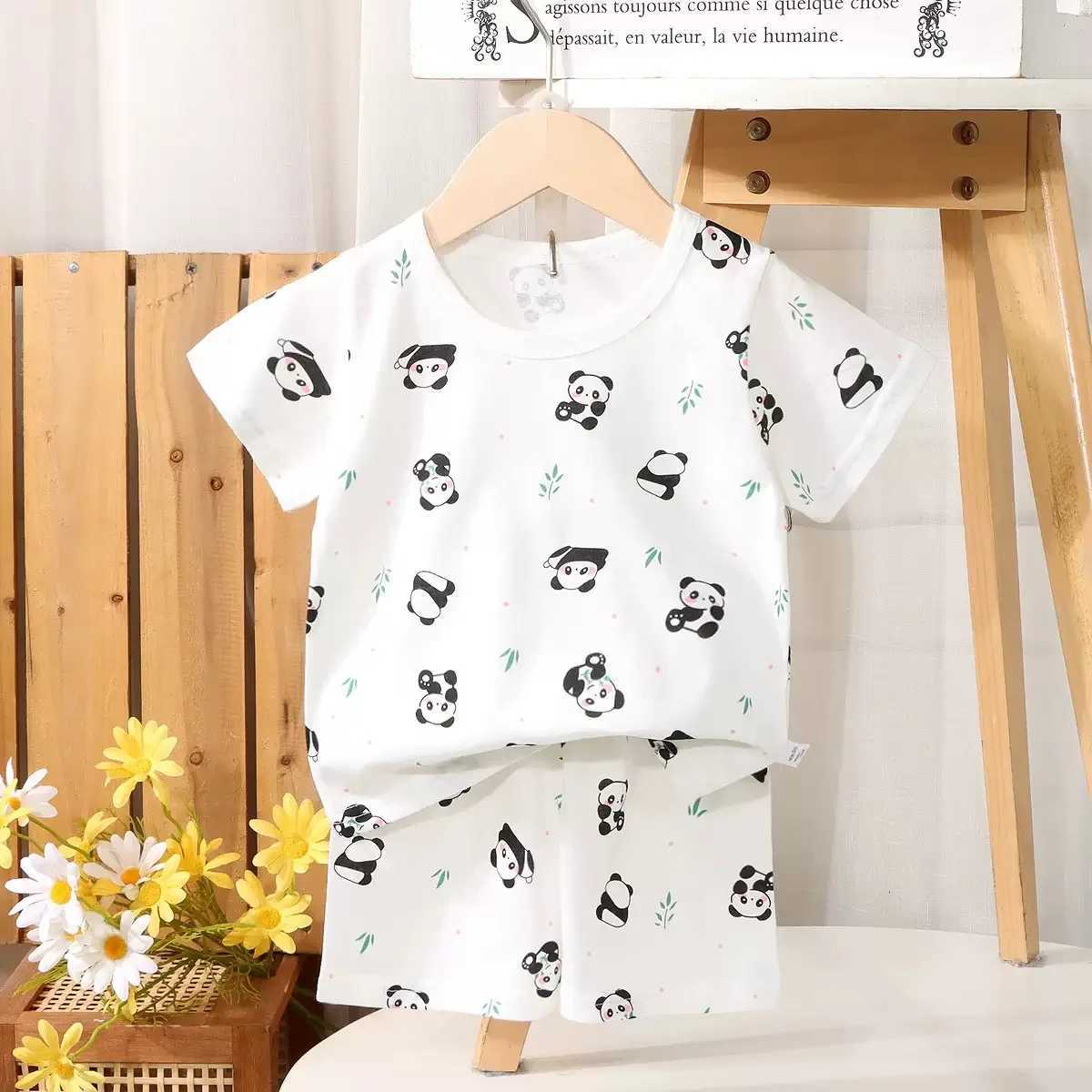 1Set Summer Boy Girl Cotton Leisure Set Children Short Sleeve Shorts Set Kid Print Clothes Baby Tee+Short Pant Suit Z250811