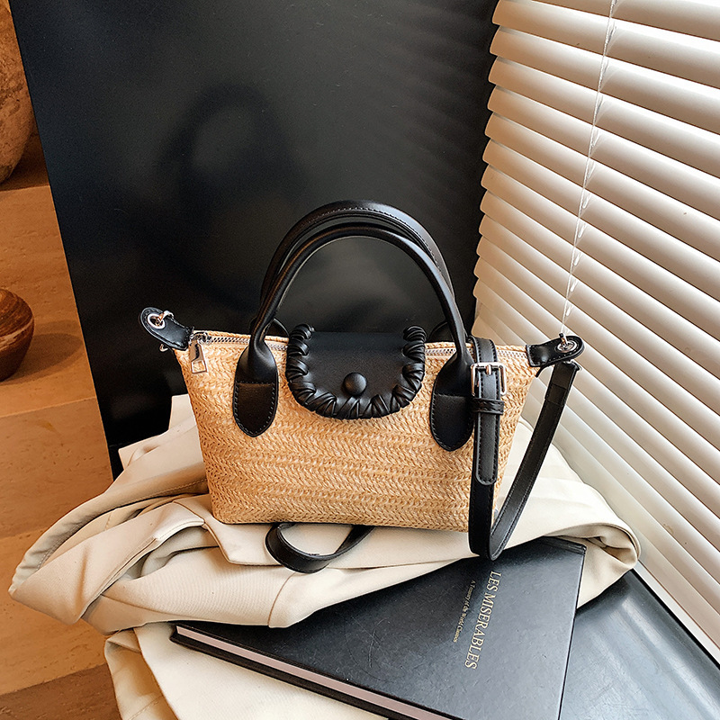 Beach Lazy Style Woven Small for Women New Summer Shoulder Crossbody Basket Bucket Straw Bag ddmymoon