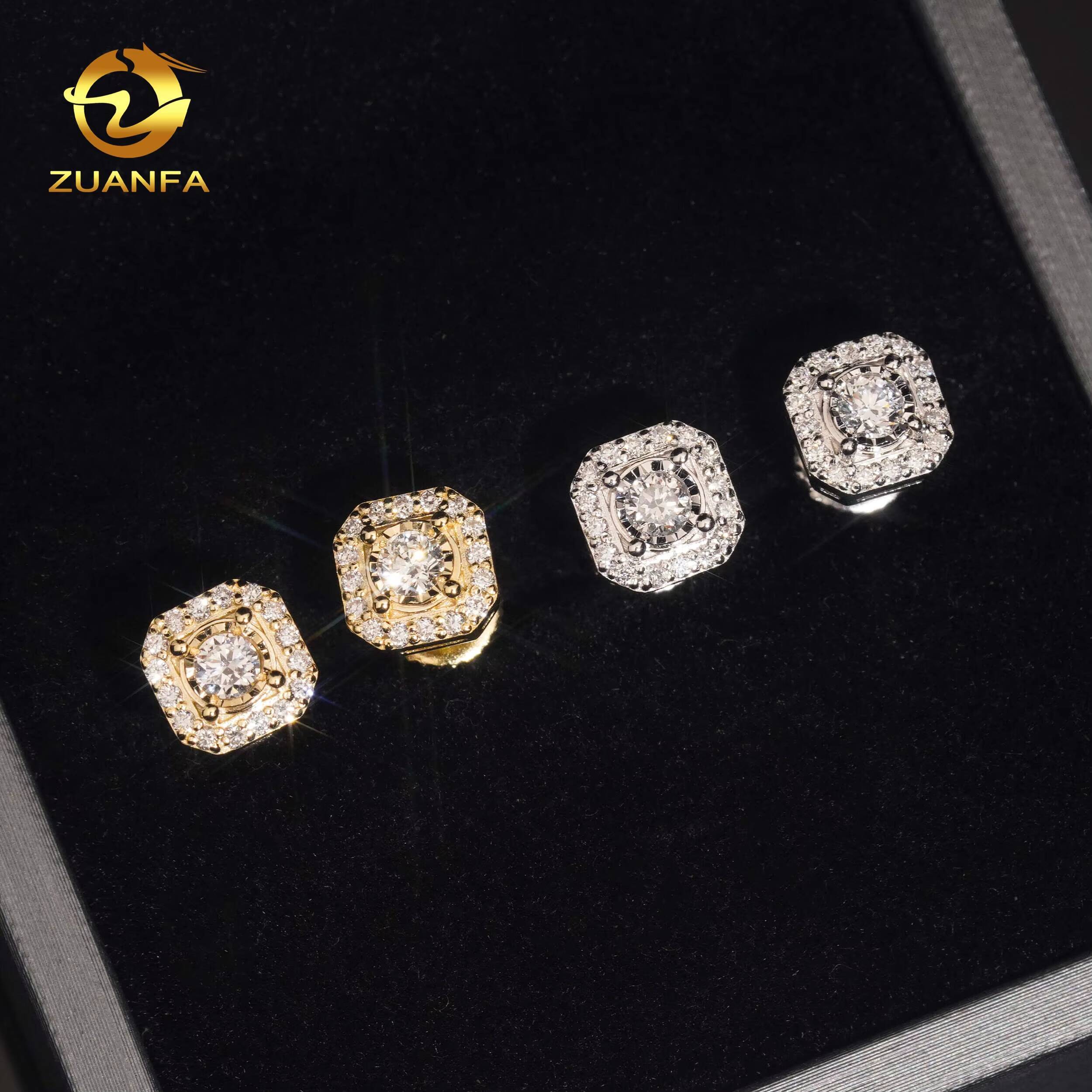 USA Warehouse in Stock Luxury Jewelry Iced Out Hip Hop Sterling Silver 925 Screw Back Lab Grown Diamond HPHT Cluster Earrings