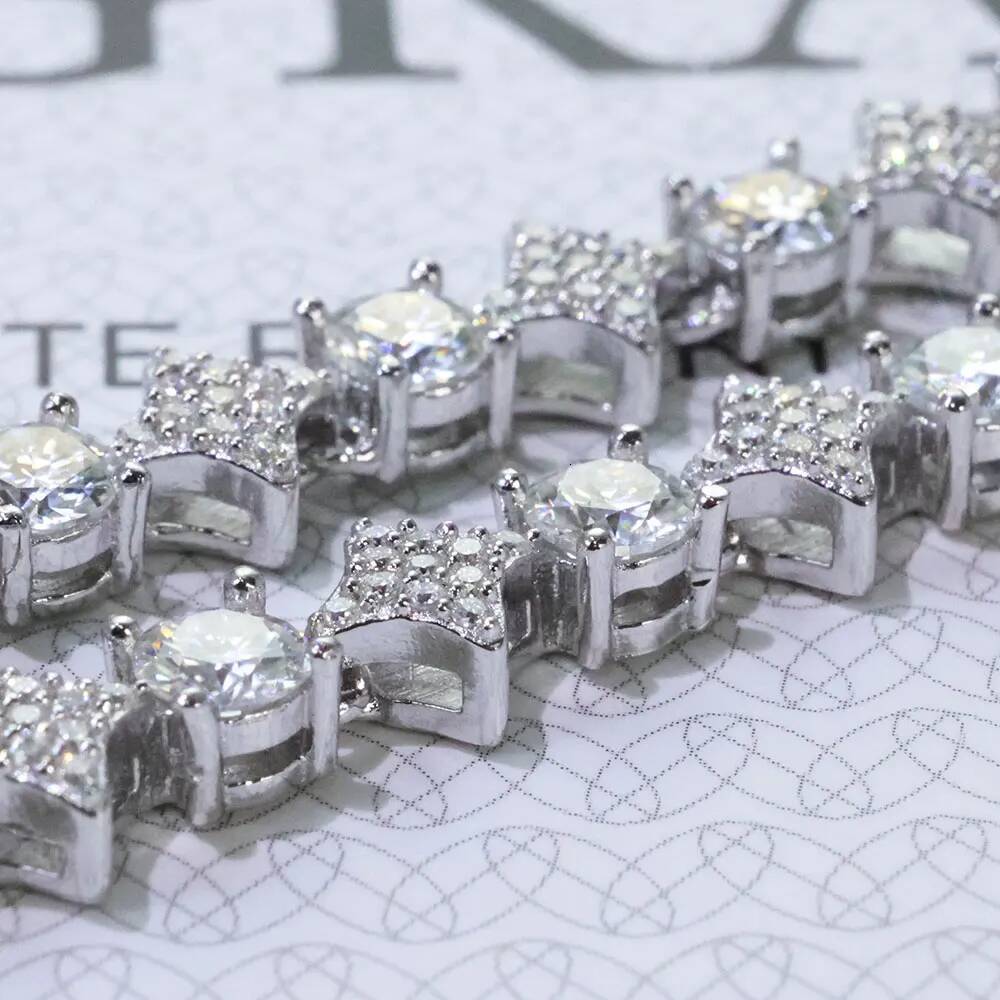 Fast Shipping High Quality Moissanite Tennis Chain 6mm Shining Brightly D Color VVS 925 Silver Sterling Moissanite Necklace