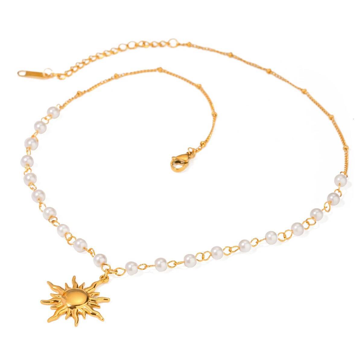 Youthway Personality Sun Pendant Necklace Elegant Multi-Pearl Chain Romantic Birthday Gift for Women Statement Jewelry Accessory Jewelry for Women