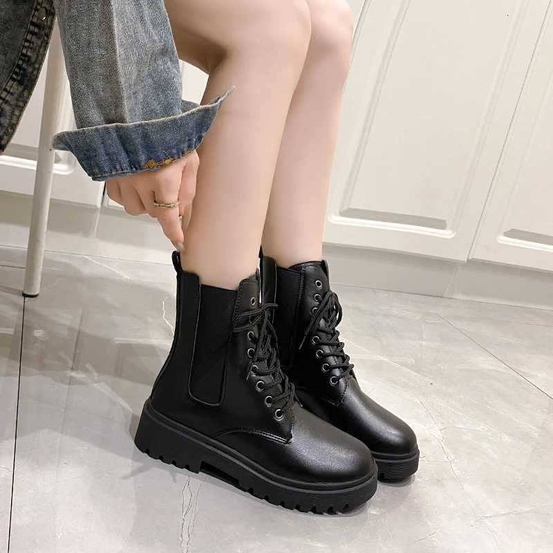 2024 Spring New Womens Shoes Comfortable Fashion Boots Womens Short Boots Mid-Heel Thick Heel Round Toe Chelsea Boots W250811