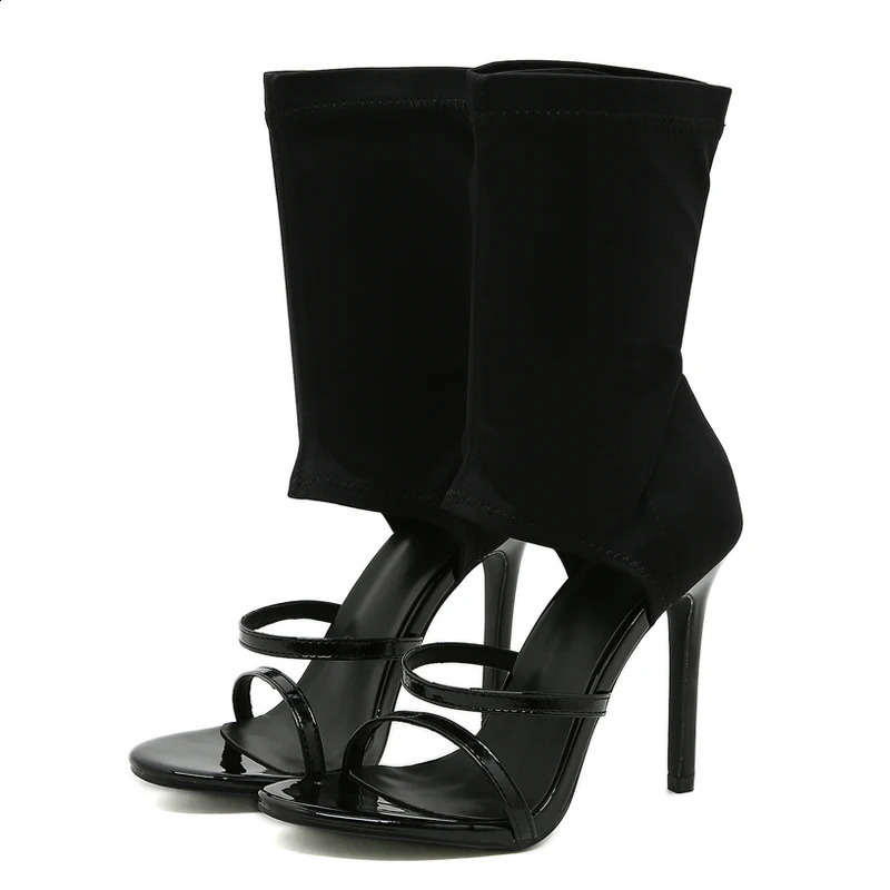 Eilyken Sexy Spring Autumn Stretch Boots High Heels Women Sandals Fashion Peep Toe Ankle Strap Hollow Pumps Pole Dancing Shoes 250805