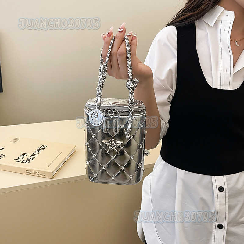 Quilted Embroidery Small Bag for Women 2025 New Trendy Summer Niche Chain Crossbody Phone Bag Small Square Bag H250809