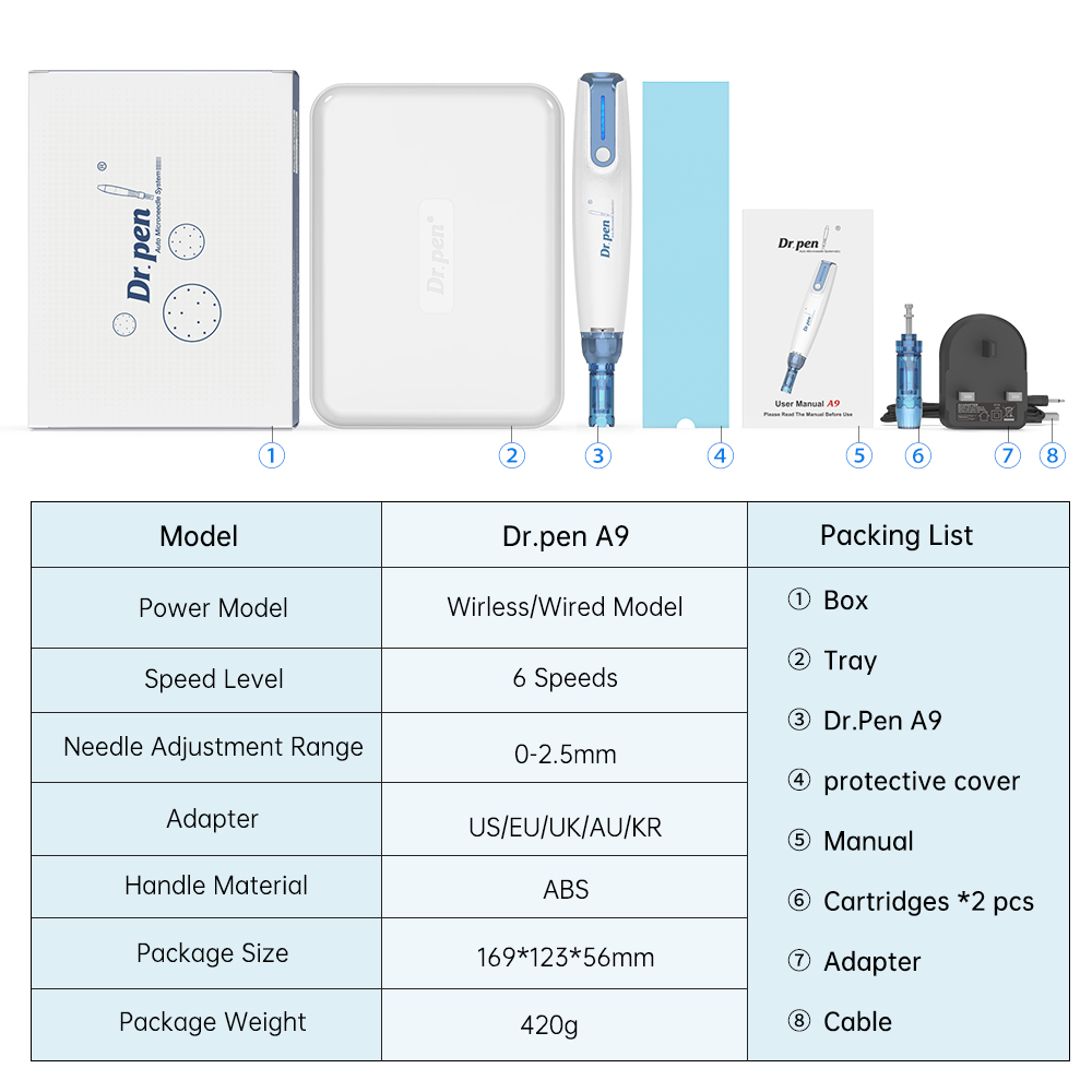 Best Seller Skin Derma Pen Dr.pen A9 Facial Micro Needle Device Professional Wireless Acne Scars Meso For Salon Use