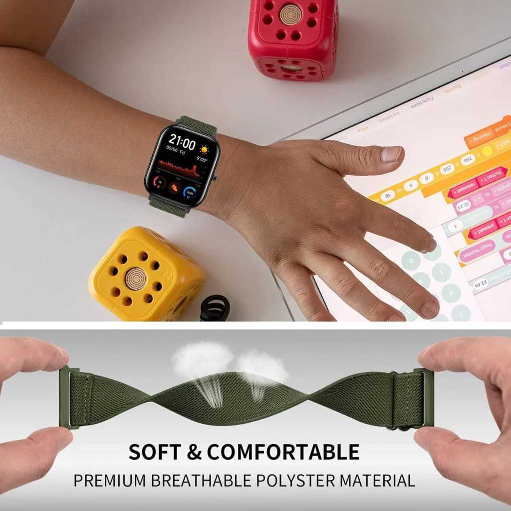 20mm/22mm Band for Amazfit GTS 4/2/2e/3/GTS2 Mini/GTR/4/3/Pro/GTR2/42mm/Stratos Nylon Elastic Watch Bracelet Amazfit Bip Strap W250811