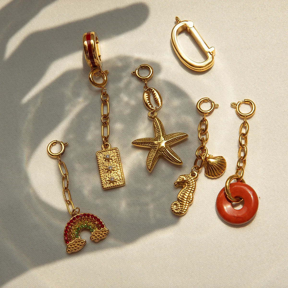 18K gold-plated DIY ocean themed enamel pearl necklace accessories pendant for womens jewelry making supplies 250807