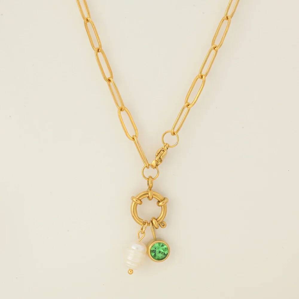 women's neck chain Golden Choker Pendant Necklace for women Freshwater Pearl 12 Birthstone Pendants stainless steel Jewelry Gift Jewelry for Wome