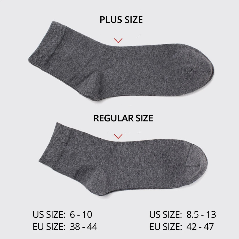 HSS 510 Pairs Mens Cotton Blend Socks Black Business Men Soft Breathable Summer Winter for Male Plus Size 6514 250805