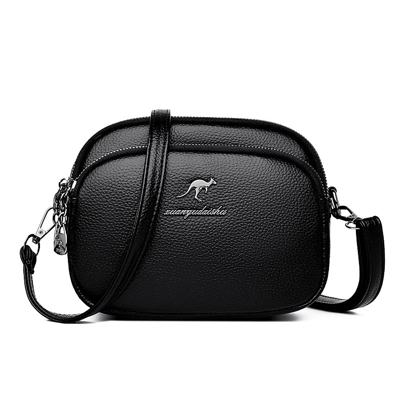 Hot Selling Soft Leather Three-Layer Crossbody Women 2025 New Fashion Simple Shoulder Small Square Bag for Middle-Aged Moms ddmymoon