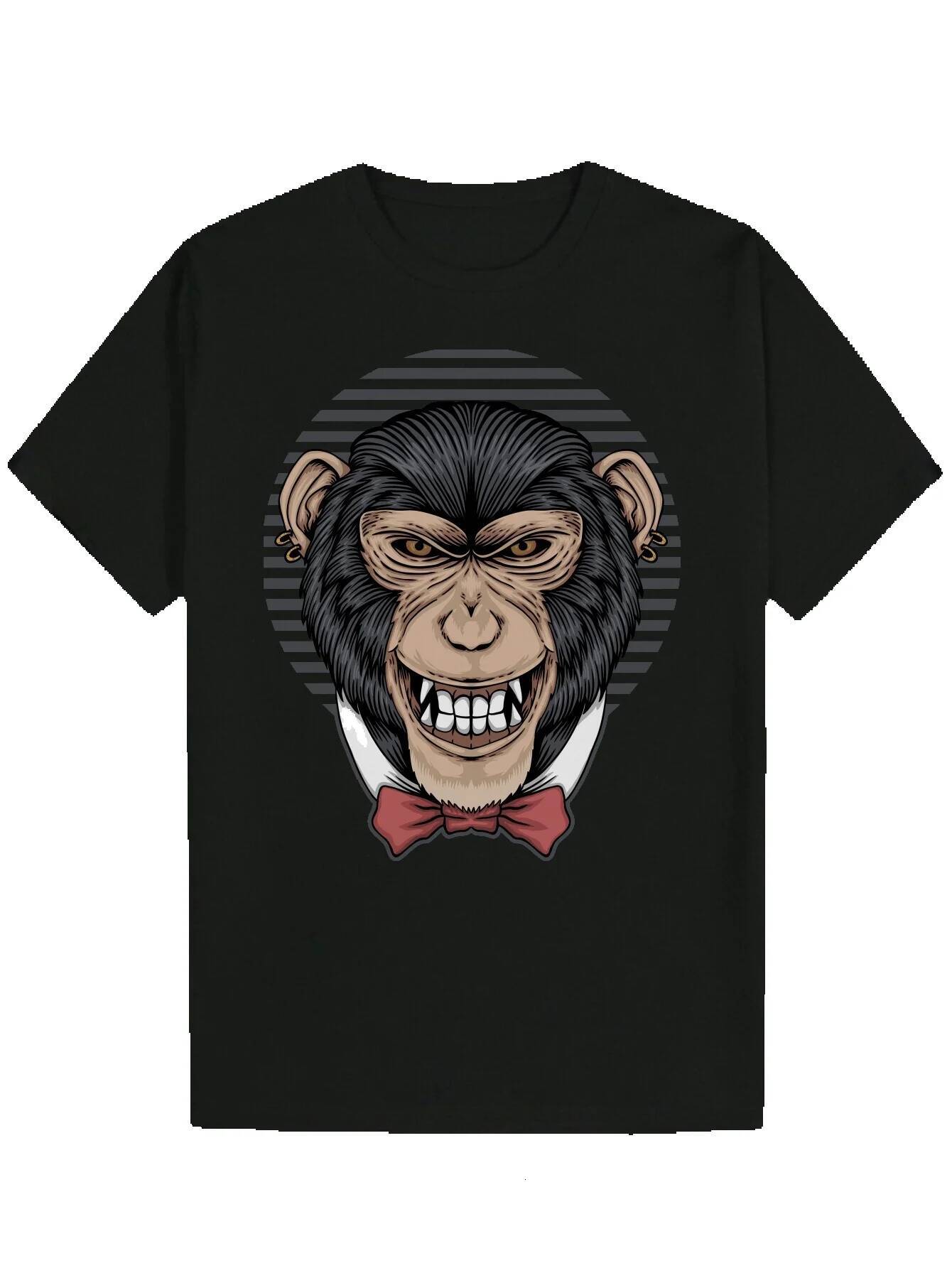 Men's Summer Casual Round Neck Polyester Portrait T-Shirt 07010