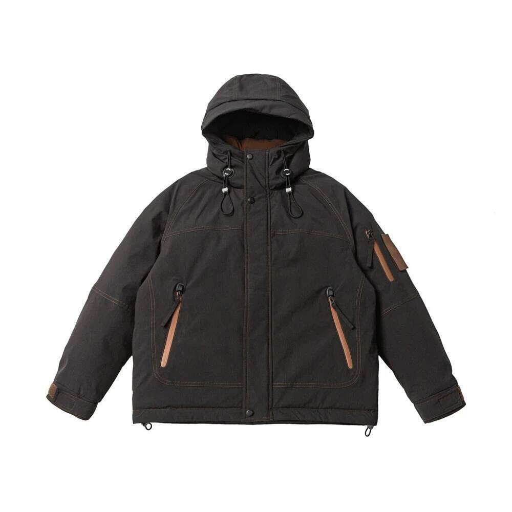 2024 Winter Men Down Windbreaker Tactical Hooded Thicken Cargo Jacket Warm Outwear Coat Hip Hop Streetwear