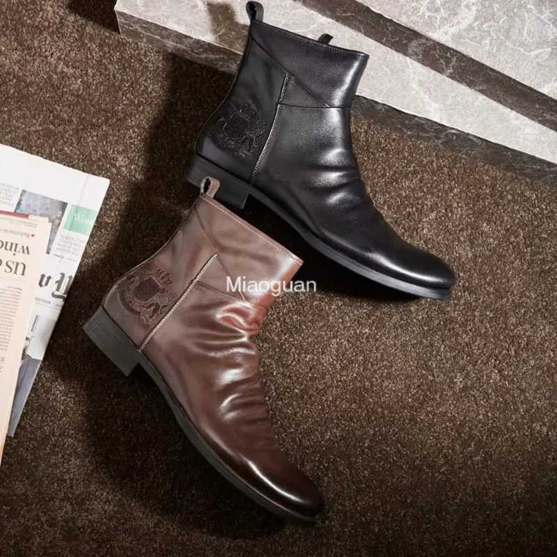 Handmade High Quality Side Zipper Plus Size Boots Mens Leather Boots Comfort Boots Fashion Leather Concise Leisure Design Boots W250811