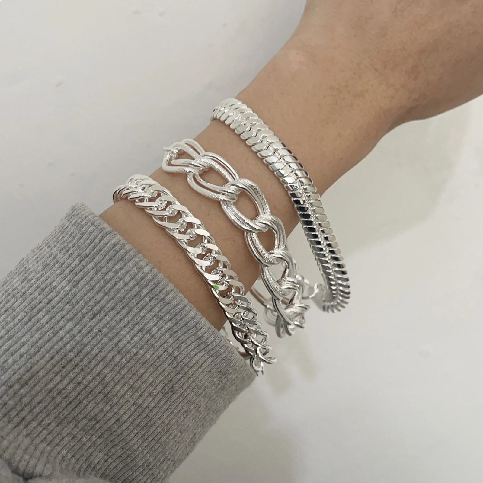 100% Solid 925 Sterling Silver Bracelet for Women Men Vintage Handmade Shinning Heart Bracelets Birthday Christmas Gift 250808