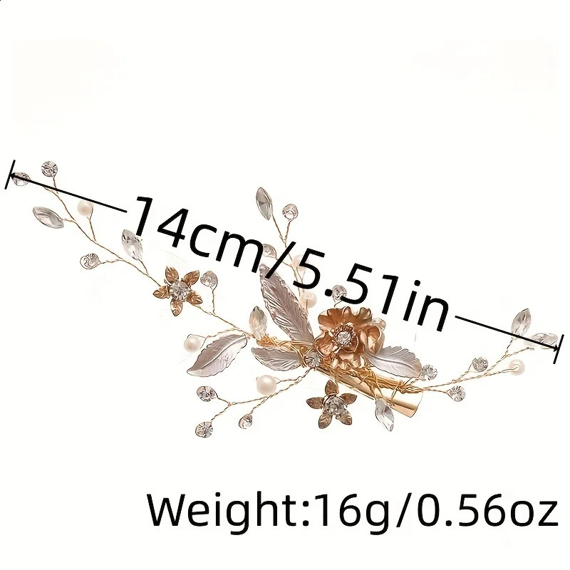 Trendy Gold Silver Color Flower Leaf Crystal Hairpin Headband Tiara Bridal Wedding Hair Accessories Headpiece Jewelry Ornaments 250804