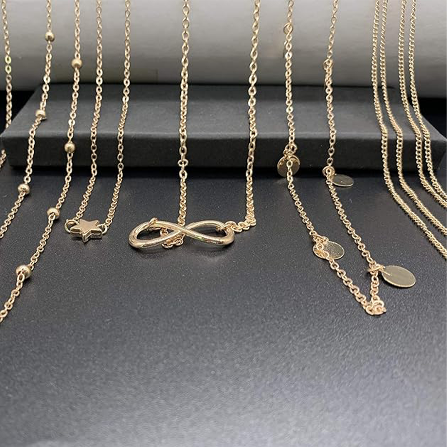 8Pcs Sexy Body Chain Belly Waist Chain Necklace Summer Beach Bikini Bra Body Jewelry for Women Gold Tone