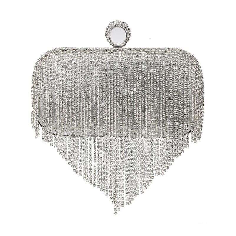 P9New Clutch Rhinestone Women's Tassel Small Party Hand Dinner Bag One Shoulder Oblique