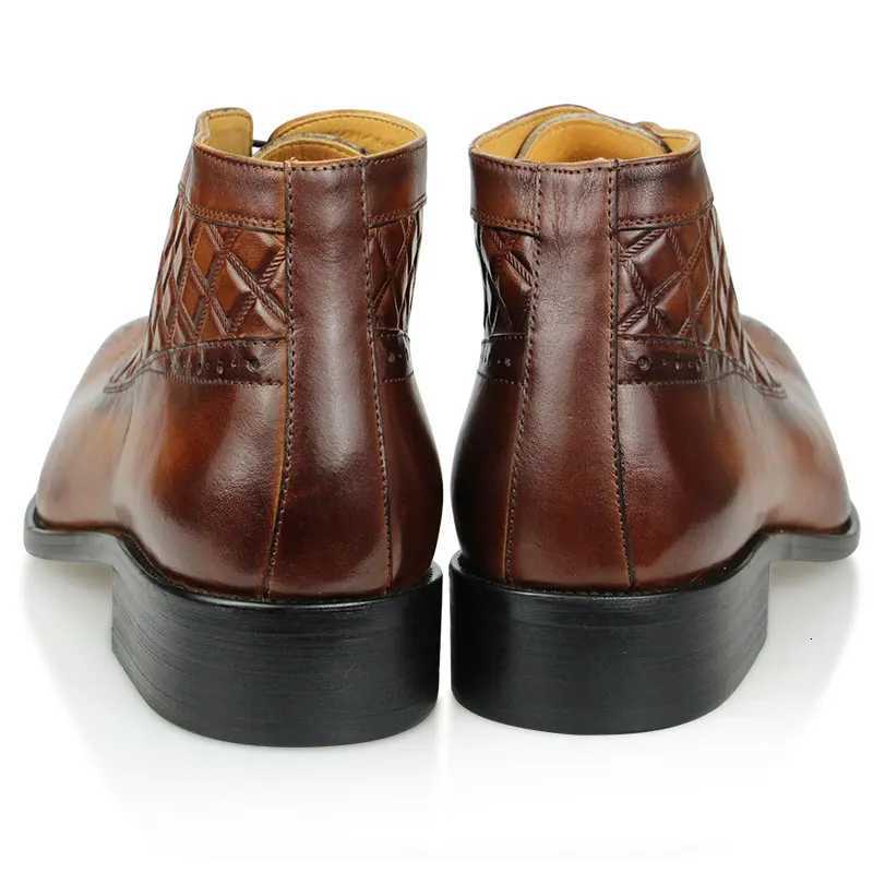 Mens Ankle Boots Fashion Oxford Dress Boot for Men Genuine Leather Formal Business Wedding Dress Lace-up Fashion Casual Shoes W250811