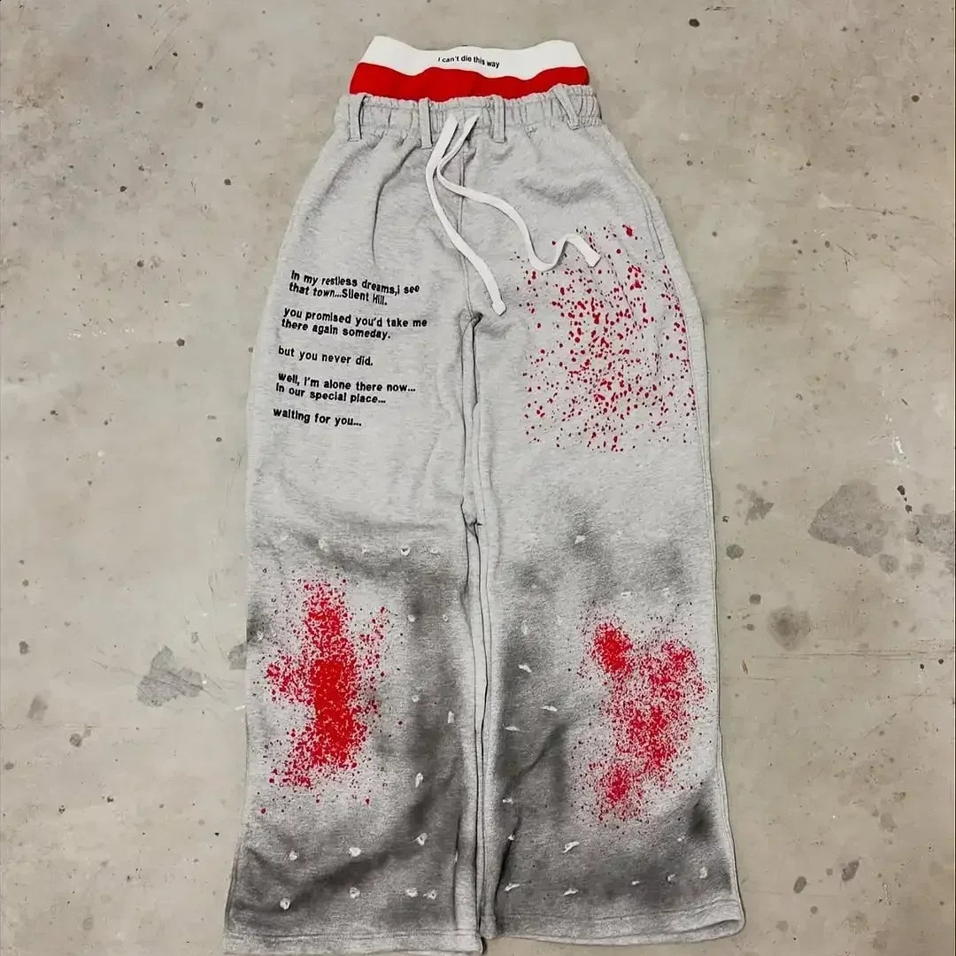 2025 New Popular Fake Two piece Wide Leg Pants Printed Series Youth Couple Round Neck T-shirt