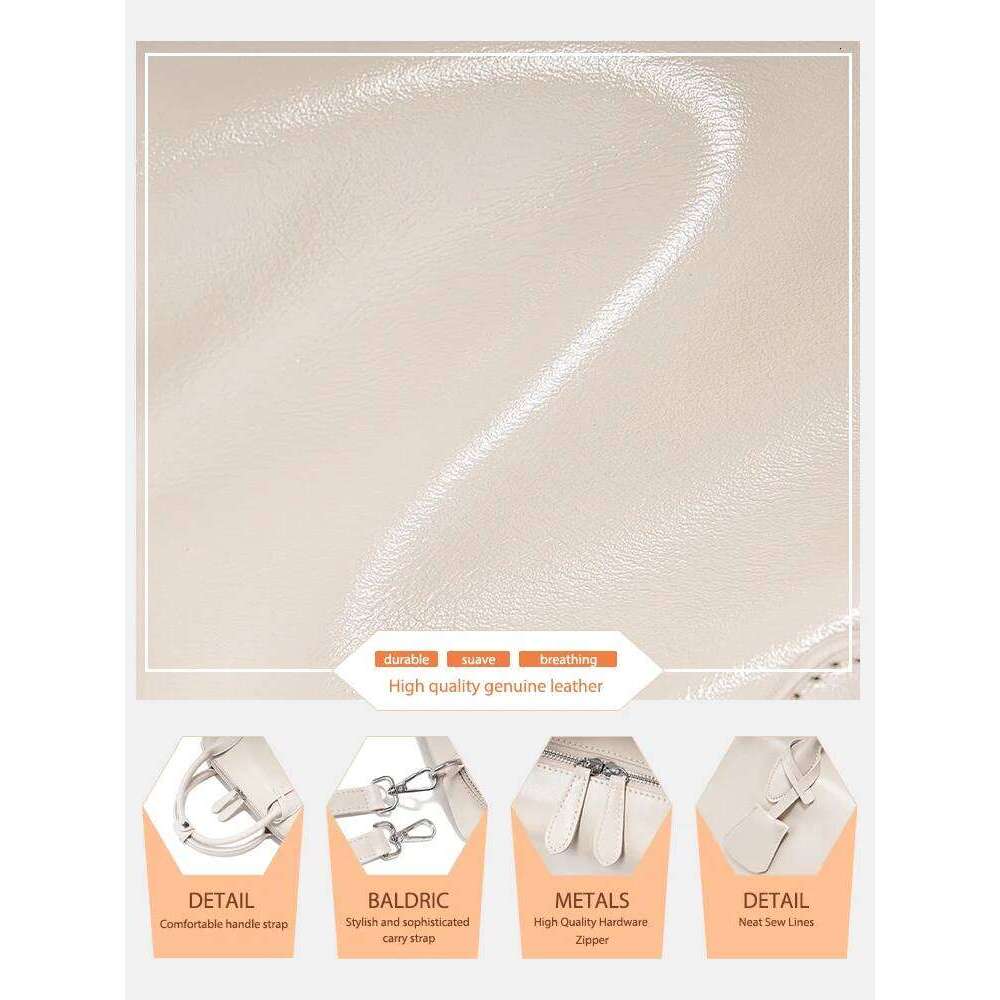 Zency Genuine Leather Vintage Designer Handbag For Women Large Capacity Shoulder 2025 New Boston Bag Oil Wax Top Handle Sac