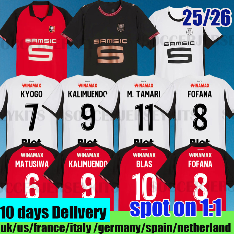 Stade Rennais soccer jerseys 25 26 KALIMUENDO GOUIRI BLAS Rennes TRUFFERT BOURIGEAUD maillots de foot 2025 2026 MATUSIWA Football shirt KIDS Uniforms