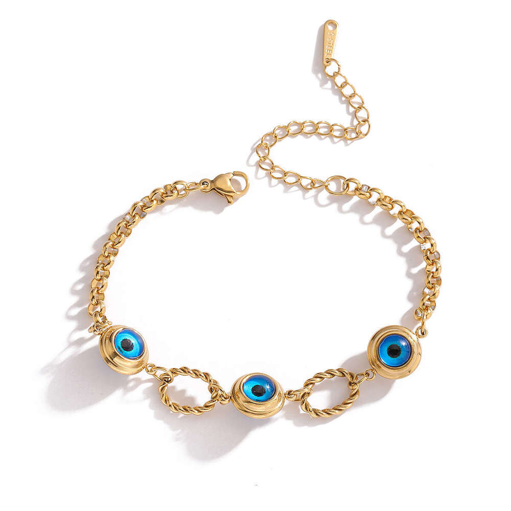 Fashion Simple Real Gold Plated Geometric Devil's Eye Titanium Steel Bracelet INS Jewelry Designer Jewelry New