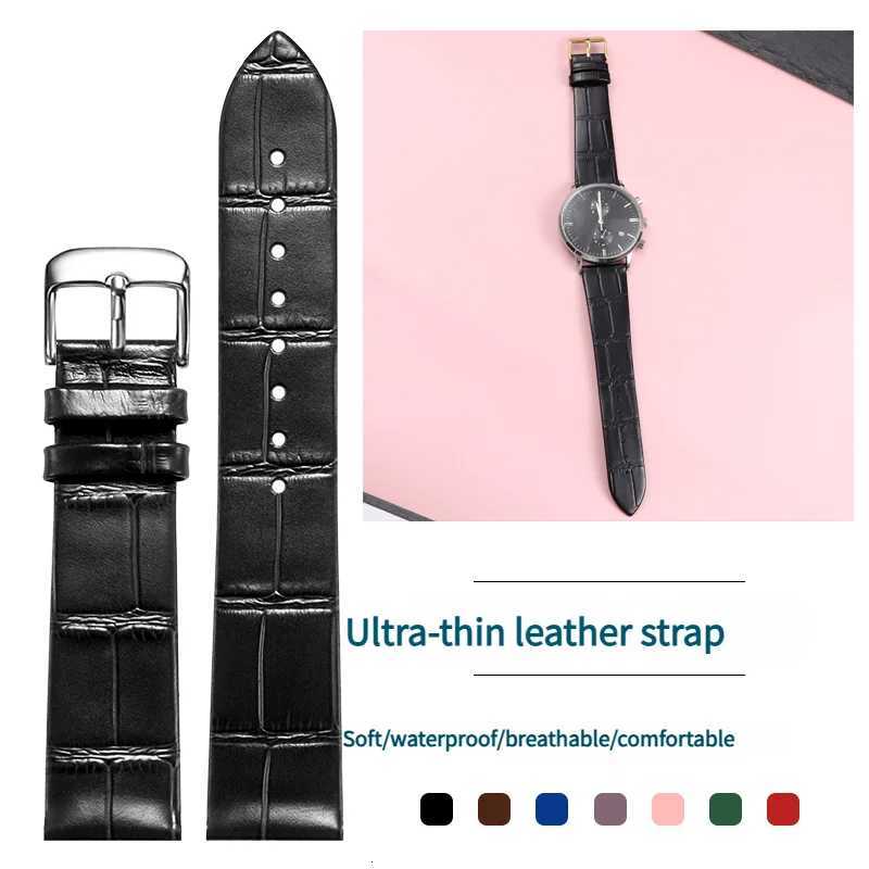 Ultra-thin Soft Leather Strap 18/20/22mm Universal Men Women Watchband High Quality Cowhide Wristbelt Sport Bracelet Accessory W250811
