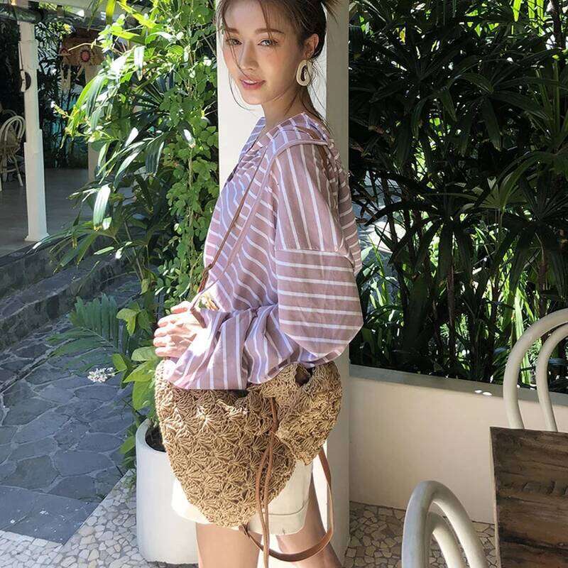 Casual Hollow Straw Backpacks Women Wicker Woven Back Packs Summer Beach Rattan Bag Vinatge Travel Bali Bags for lady 2021