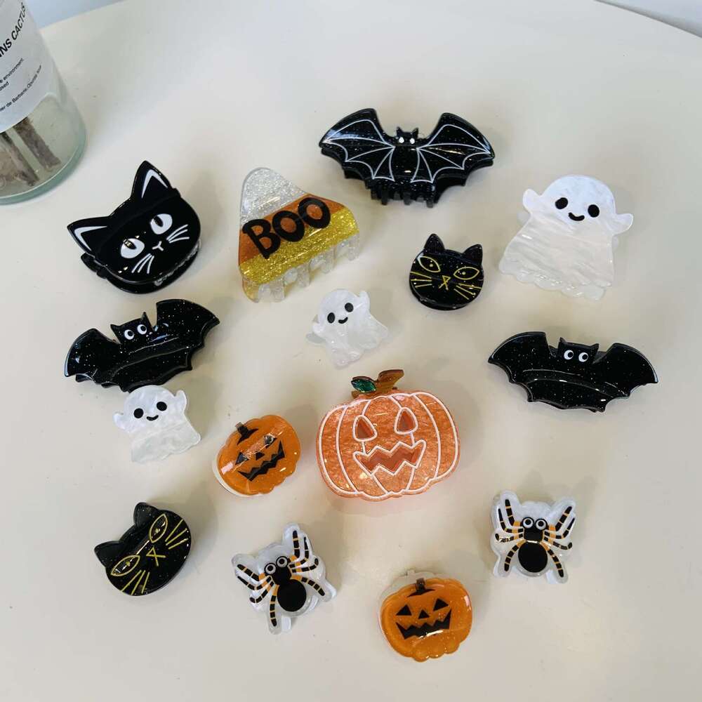 New Halloween Pumpkin Clip Cat Bat Claw Little Ghost Skull Hair Accessory Personality Back of Head