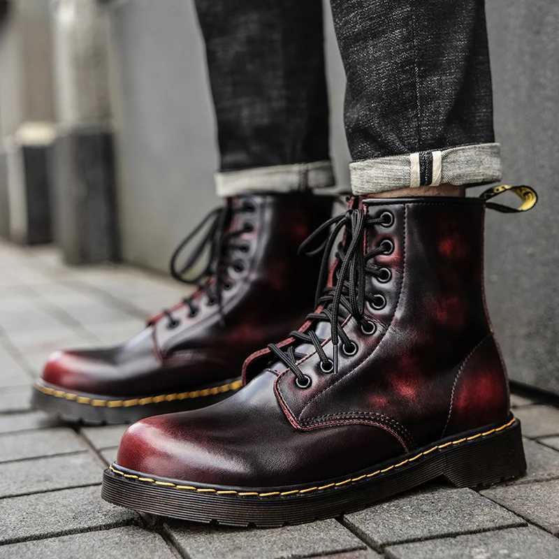 Mens high-top boots high-quality womens leather shoes outdoor 8-hole sports shoes mens lace-up ankle boots couple size 35-48 W250811