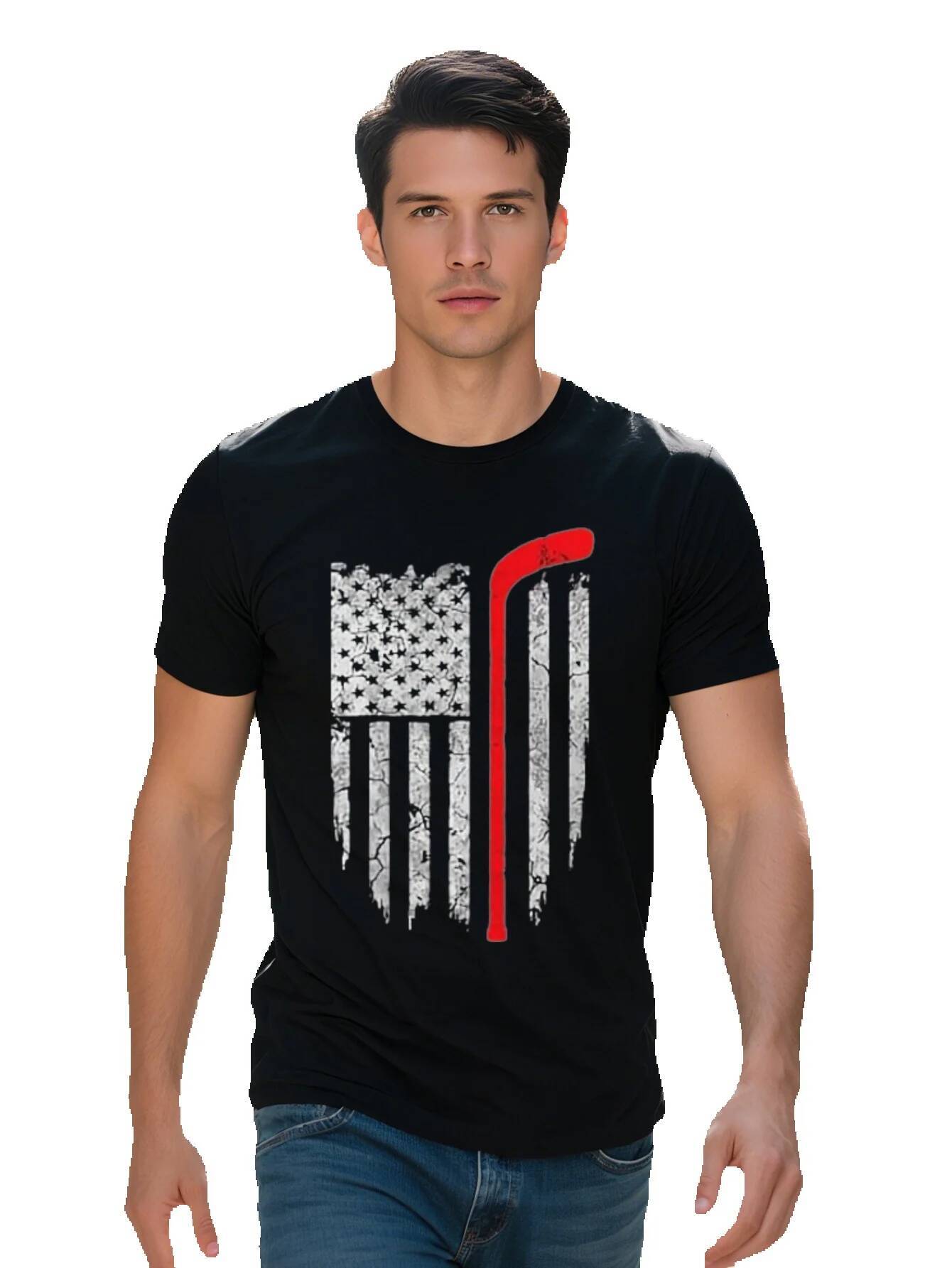 Sport Theme Short Sleeve American Flag T-shirt Hockey Tee Shirts 38e1a 507e4