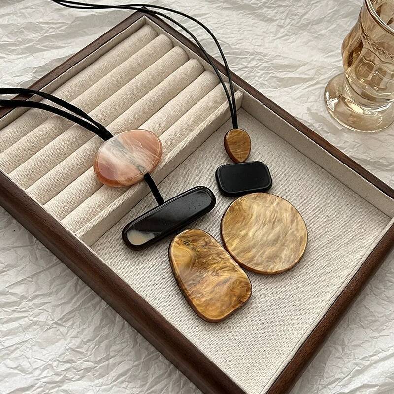 Bohemian Long Geometric Pendant Necklace for Women Sweater Chain Fashion Accessory