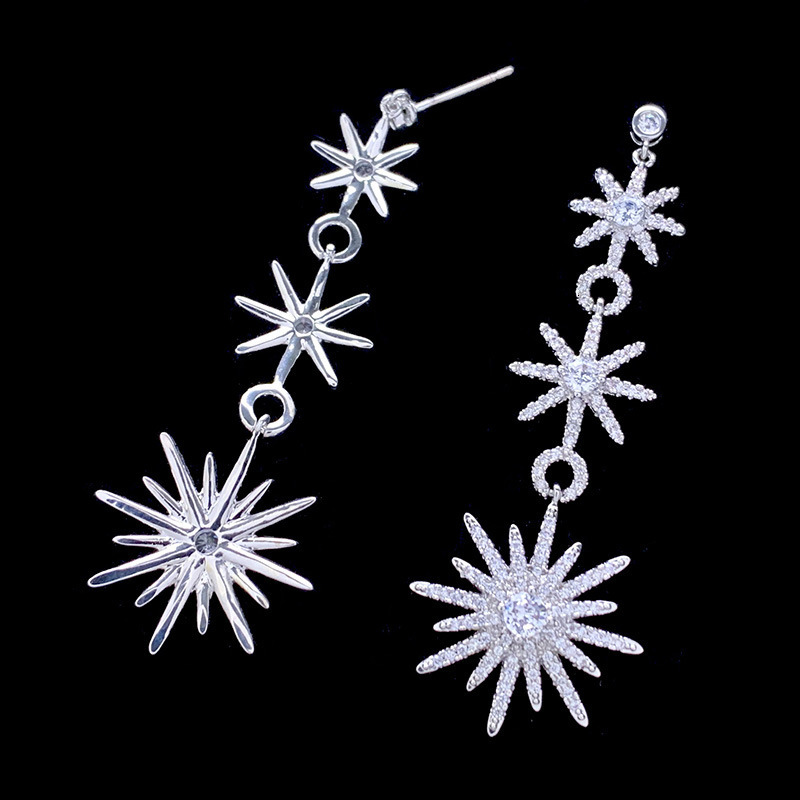 Free Shipping Designer Luxury Jewelry European And American Style Long Octagonal Star Women's Earrings Elegant And Creative Zircon Earrings Fashi