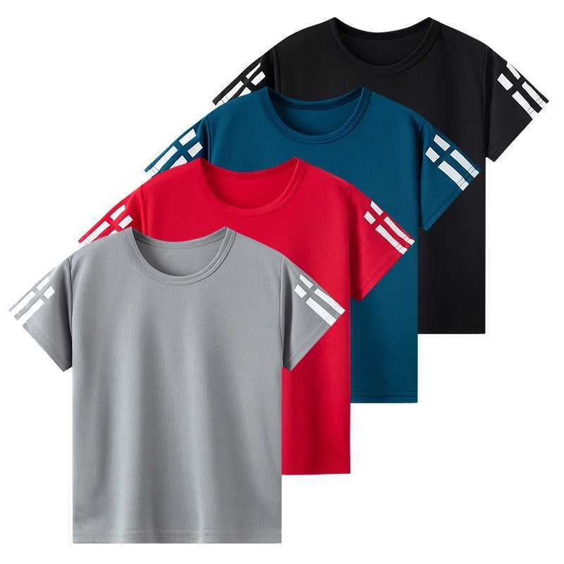 2/4 Pcs Boys Summer Solid Color Quick Drying Breathable Set Big Kids Loose Sports Running Hiking Outdoor Short Sleeved Shorts Z250811