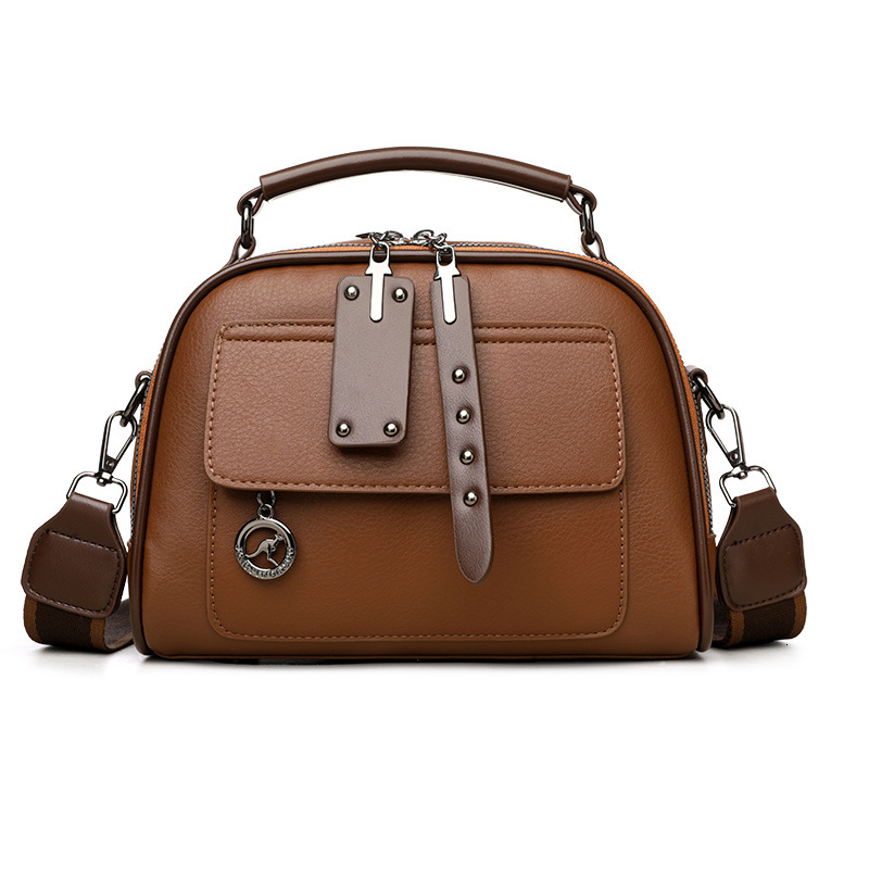 Live Soft Leather Small Square Handbag for Women New Simple Versatile Double Layer Large Capacity Shoulder Crossbody Bag ddmymoon