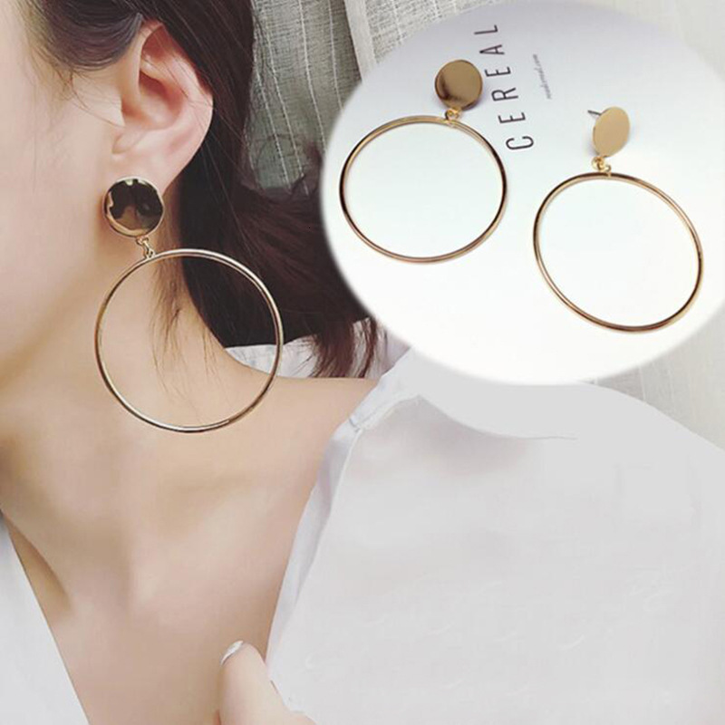 Free Shipping Designer Fashion Accessories Street Style Personality Exaggerated Geometric Round Earrings Luxury Jewelry