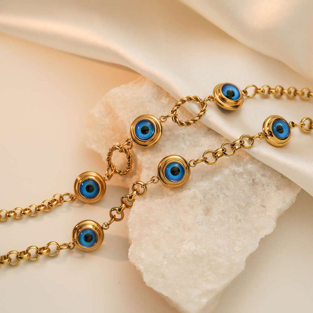 Fashion Simple Real Gold Plated Geometric Devil's Eye Titanium Steel Bracelet INS Jewelry Designer Jewelry New