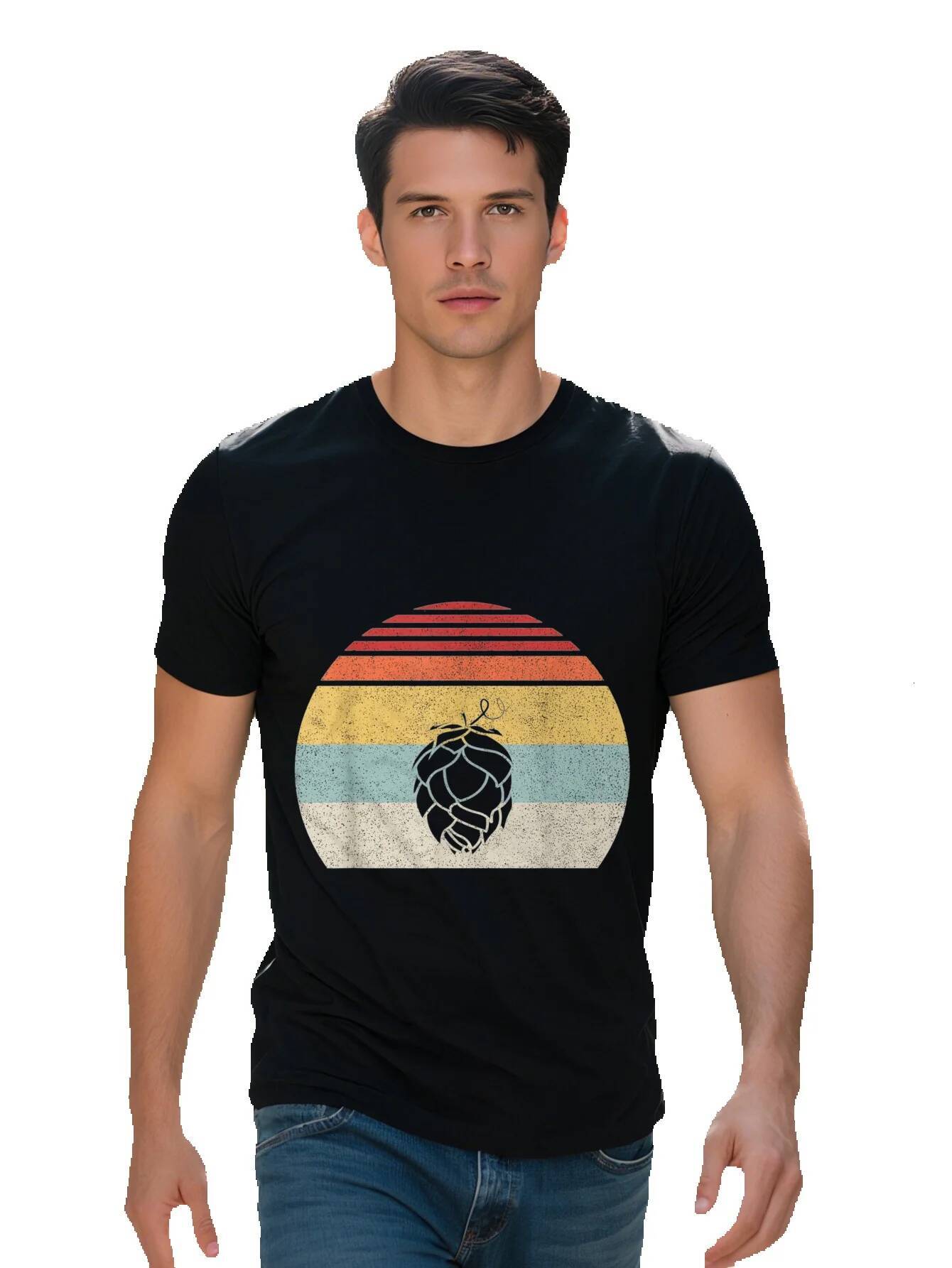 Men s Vintage Retro IPA Homebrew Craft Beer Hops T-Shirt Cotton Crew Neck Short Sleeve Tee Casual All Seasons d09d4