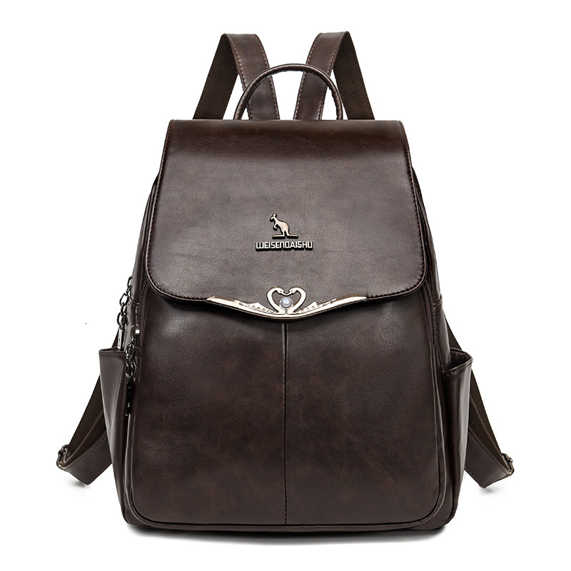 New Women's Large Capacity Soft Leather Backpack Travel Fashion Trend Middle-aged Mom Bag ddmymoon