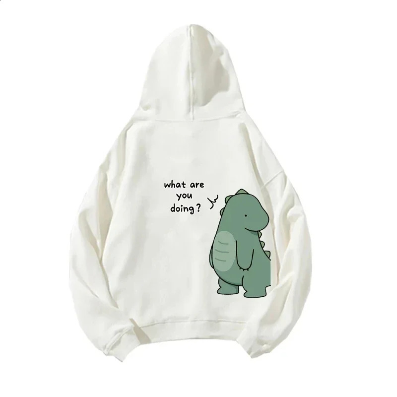 Spring and Autumn Couples Hooded Hoodie Fun Dinosaur Print Long Sleeved Sweatshirt Unisex Top Y2K Clothes 250729