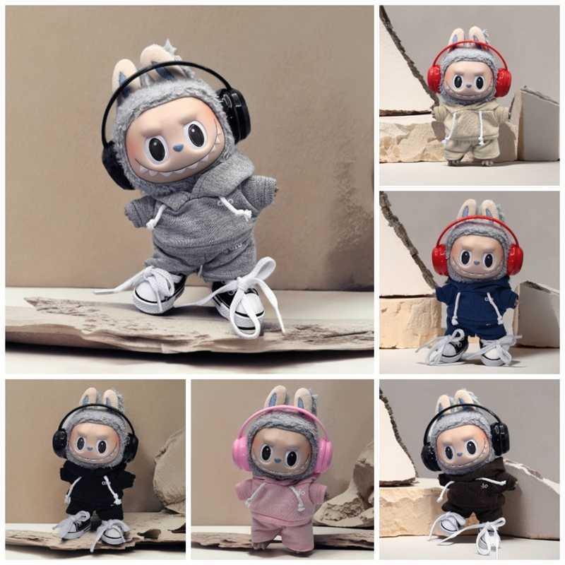 For 17cm Labubu Doll Clothes Headphones set Cute luxury design Handmade Clothes Macaron labubu Advanced fashion designer brand