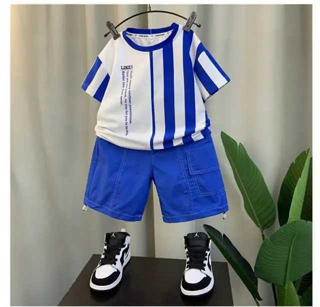 Summer Boy Clothing Suit New Childrens Clothes Set Boys Short Sleeve T-Shirt Shorts 2 Piece Set Kids Sportswear Suit 2 4 6 8Y Z250811