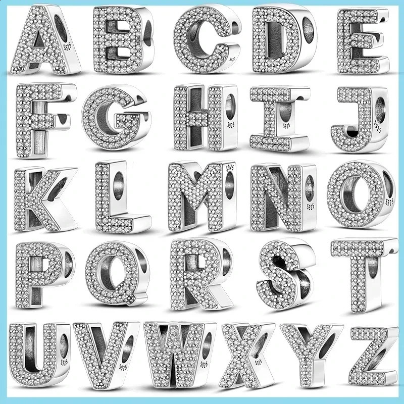 925 Silver 26 Letter A-Z Alphabet Beads Charm Fit Original Necklace Bracelet Bangle Accessories DIY Jewelry For Women 250807