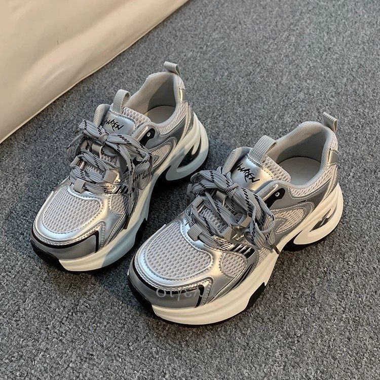 2025 designer's new dad shoes for women, height increasing thick soled breathable sports shoes