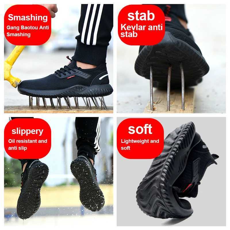 2023 Work Sneakers Steel Toe Shoes Men Safety Shoes Puncture-Proof Work Shoes Boots Fashion Indestructible Footwear Security W250811