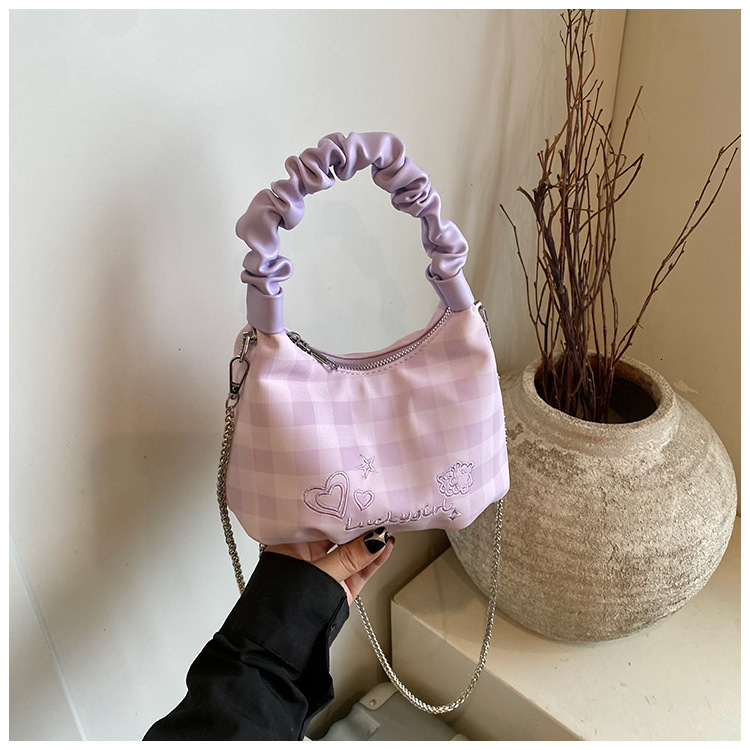 Niche High-End Handheld Dumpling 2025 Summer New Dopamine Versatile Color-Block Plaid Single Shoulder Crossbody Bag ddmymoon