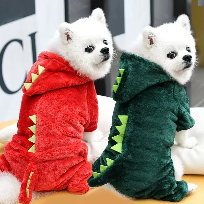 Dinosaur Dog Clothes Fleece Pet Jumpsuits Winter Warm Dog Coat Jacket for Dogs Hoodies Chihuahua French Bulldog Clothing 250806