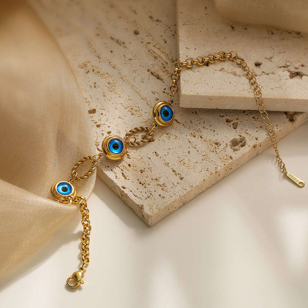 Fashion Simple Real Gold Plated Geometric Devil's Eye Titanium Steel Bracelet INS Jewelry Designer Jewelry New